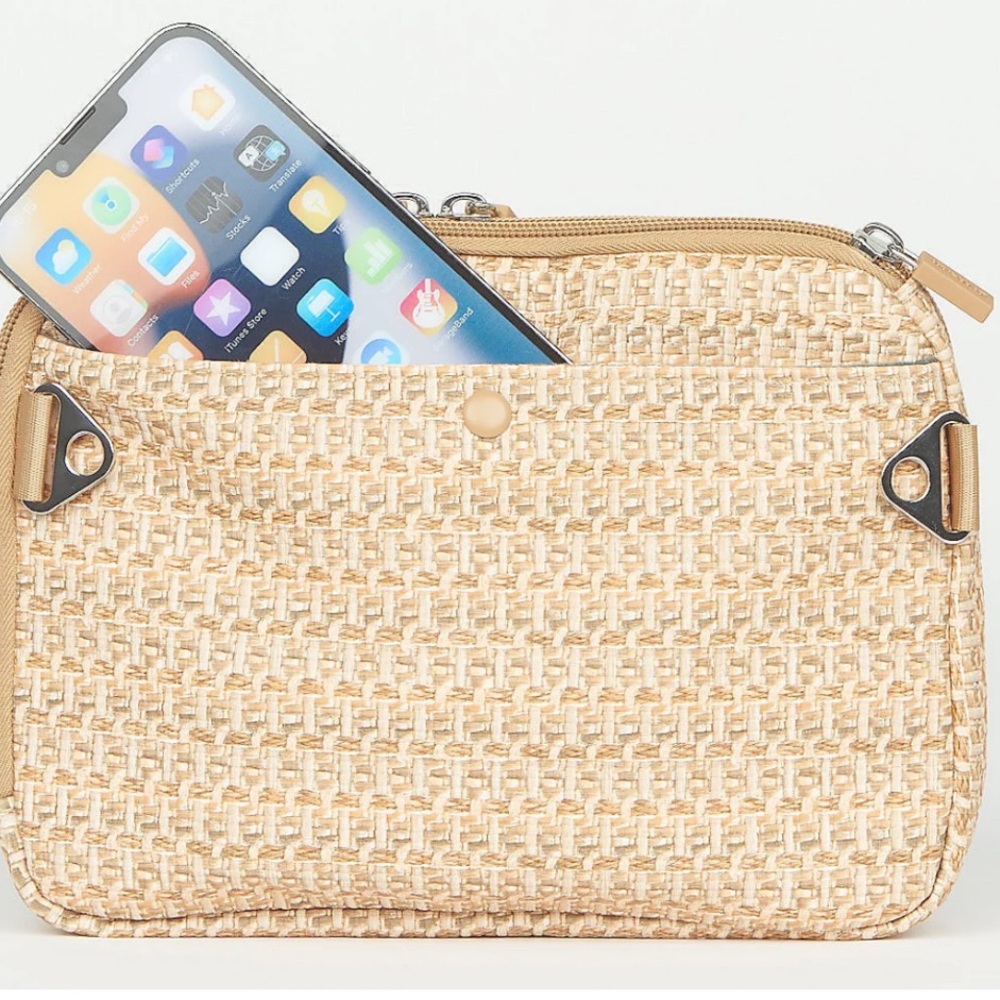 IHKWIP Natural Straw-Texture Crossbody Bag with Striped Strap - Picture 4 of 4